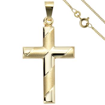 Anhänger Kreuz 333 Gold Gelbgold mit Kette 45 cm Goldkreuz Kreuzanhänger