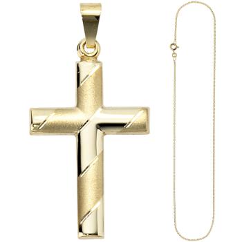 Anhänger Kreuz 333 Gold Gelbgold mit Kette 50 cm Goldkreuz Kreuzanhänger