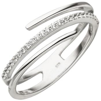 Damen Ring mehrreihig 925 Sterling Silber 26 Zirkonia Silberring