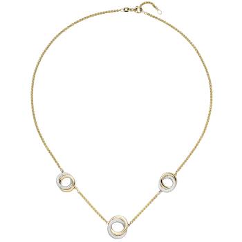 Collier Halskette 585 Gold Gelbgold Weißgold bicolor 82 Diamanten 45 cm