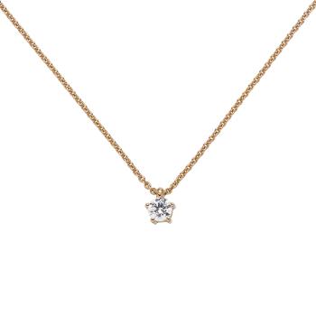 Collier Kette mit Anhänger 585 Gold Rotgold 1 Diamant Brillant 0,25 ct. 45 cm