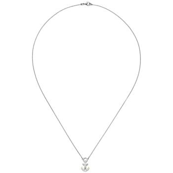 Collier Anker 925 Silber bicolor vergoldet 5 Zirkonia 45 cm