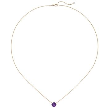 Collier 750 Gold Rotgold 1 Amethyst lila violett 45 cm