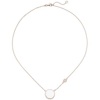 Collier Halskette 925 Silber rotgold vergoldet 6 Zirkonia Perlmutt-Einlage 45 cm