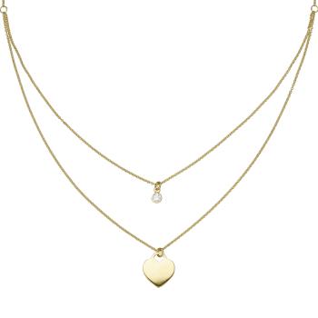 Collier Herz 925 Sterling Silber gold vergoldet 1 Zirkonia 44 cm