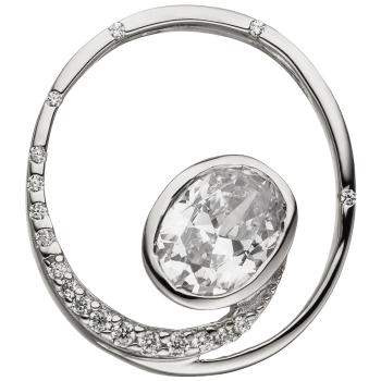 Anhänger Rund 925 Sterling Silber 19 Zirkonia