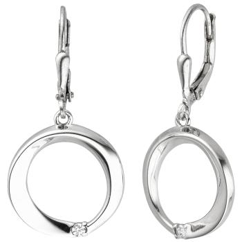 Ohrhänger 925 Sterling Silber 2 Zirkonia Ohrringe Boutons Silberohrringe