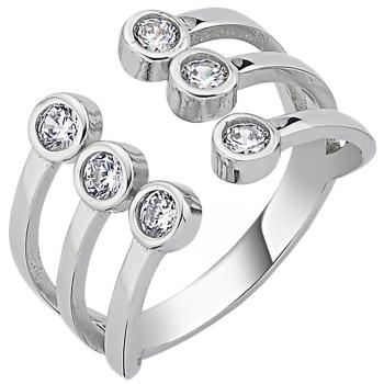 Damen Ring offen 925 Sterling Silber 6 Zirkonia Silberring