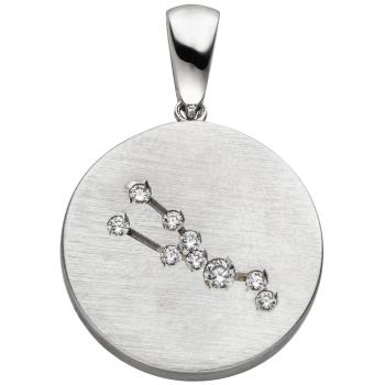 Anhänger Sternzeichen Stier 925 Sterling Silber matt 9 Zirkonia Silberanhäng