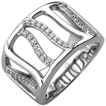 Damen Ring breit 925 Sterling Silber 32 Zirkonia Silberring