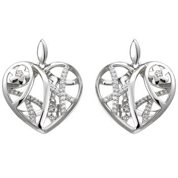 Ohrhänger Herz/Blumen 925 Sterling Silber 70 Zirkonia Ohrringe