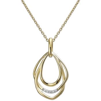 Collier Kette mit Anhänger 925 Sterling Silber gold vergoldet 5 Zirkonia 45 cm