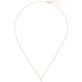 Collier Halskette 750 Gold Gelbgold 3 Diamanten Brillanten 45 cm