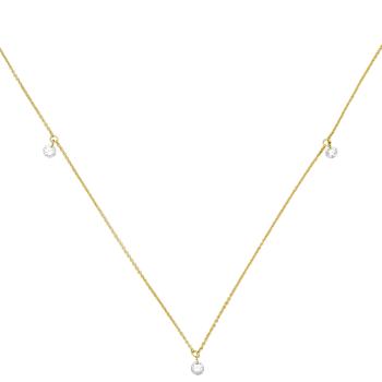 Collier Halskette 750 Gold Gelbgold 3 Diamanten Brillanten 45 cm