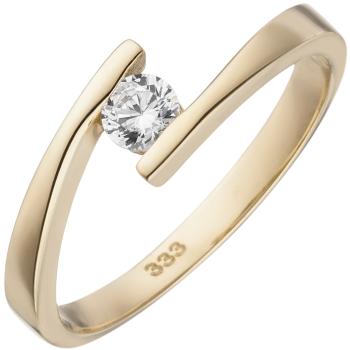 Damen Ring 333 Gold Gelbgold 1 Zirkonia Goldring