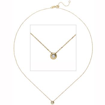 Collier Kette mit Anhänger 333 Gold Gelbgold 1 Zirkonia 45 cm