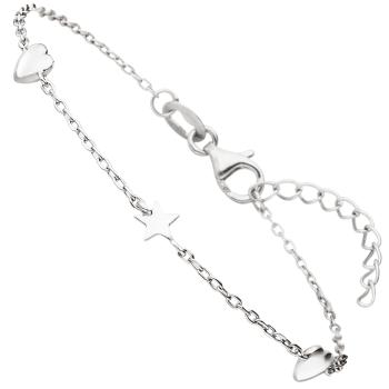 Armband Herz Stern 925 Sterling Silber 19 cm