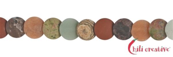 Strand of mixed stones matted disc 12mm