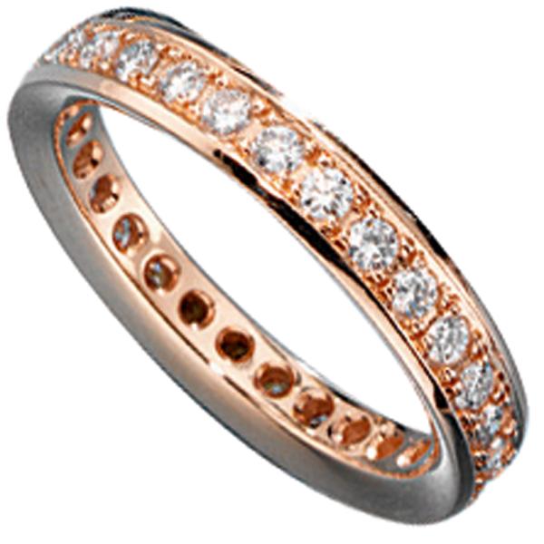 Memory Ring 585 Gold Rotgold mit Diamanten Brillanten rundum Memoryring