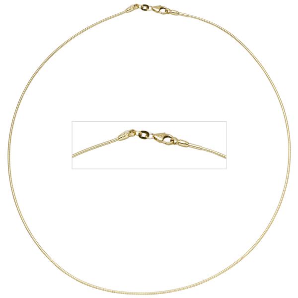 Halsreif 585 Gelbgold 1,1 mm 42 cm Gold Kette Halskette Goldhalsreif Karabiner