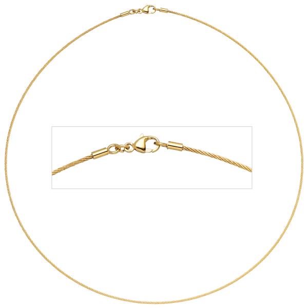 Halsreif 750 Gold Gelbgold 1,1 mm 45 cm Halskette Kette Karabiner