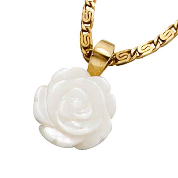 Anhänger Rose 333 Gold Gelbgold Perlmutt Perlmuttanhänger Perlmuttrose