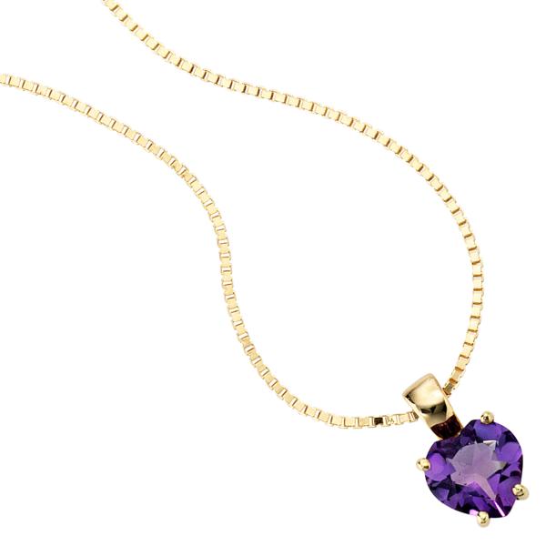 Anhänger Herz 333 Gold Gelbgold 1 Amethyst lila violett Herzanhänger