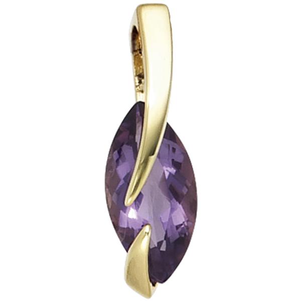 Anhänger 585 Gold Gelbgold 1 Amethyst lila violett Goldanhänger