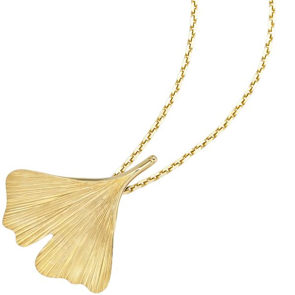 Anhänger Ginko Ginkgo 375 Gold Gelbgold Goldanhänger