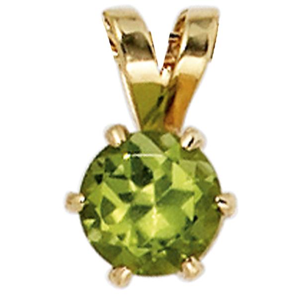 Anhänger 585 Gold Gelbgold 1 Peridot grün Goldanhänger