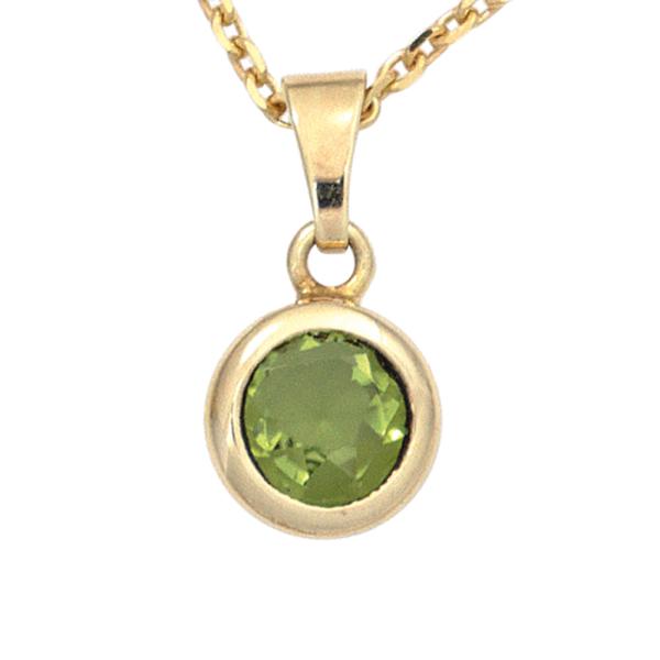 Pendant round 585 gold yellow gold 1 peridot green Peridot pendant