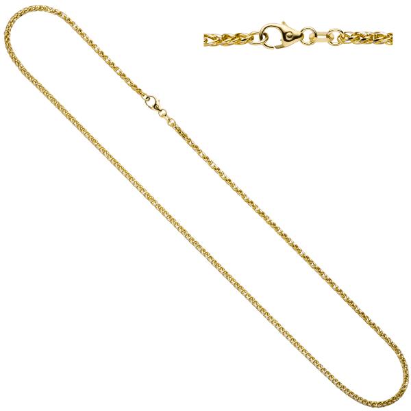 Zopfkette 585 Gelbgold Weißgold bicolor 1,9 mm 45 cm Gold Kette Goldkette