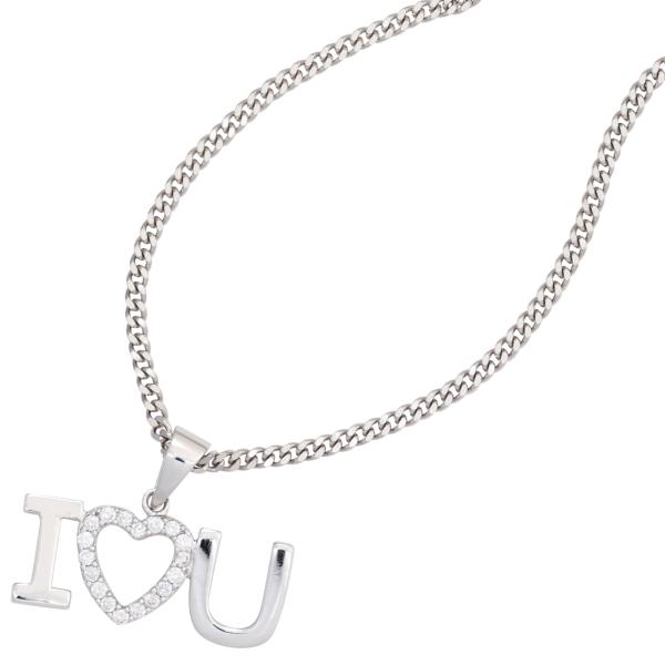 Anhänger Herz / I love you 925 Sterling Silber rhodiniert mit Zirkonia