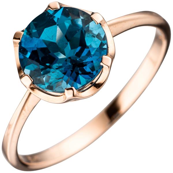 Damen Ring 585 Gold Rotgold 1 Blautopas blau London blue Goldring Rotgoldring