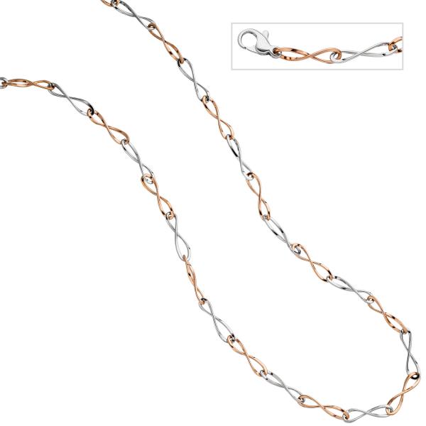 Collier Halskette 333 Gold Weißgold Rotgold bicolor 45 cm Kette Goldkette