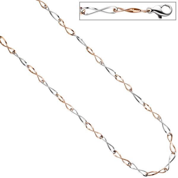 Collier Halskette 333 Gold Weißgold Rotgold bicolor 45 cm Kette Goldkette