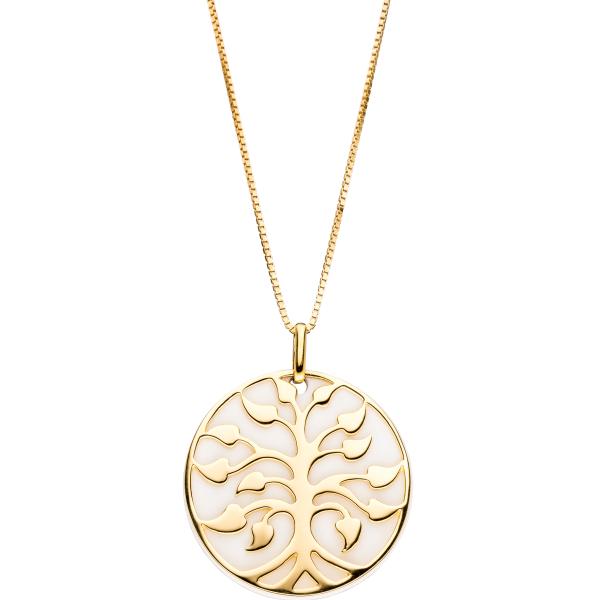 Anhänger Baum 925 Sterling Silber gold vergoldet 1 Achat-Imitation