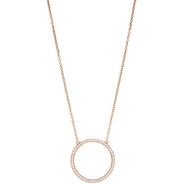 Collier Halskette 925 Silber rotgold vergoldet mit Zirkonia 45 cm Kette