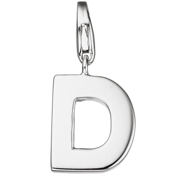 Einhänger Charm Buchstabe D 925 Sterling Silber Anhänger für Bettelarmband