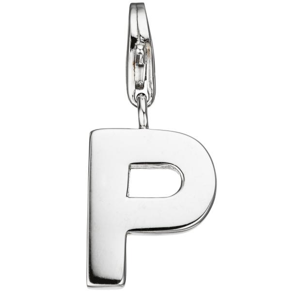 Einhänger Charm Buchstabe P 925 Sterling Silber Anhänger für Bettelarmband