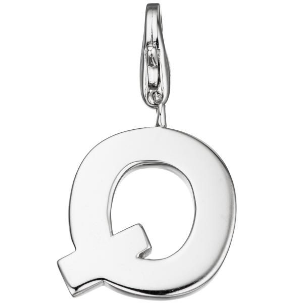 Einhänger Charm Buchstabe Q 925 Sterling Silber Anhänger für Bettelarmband