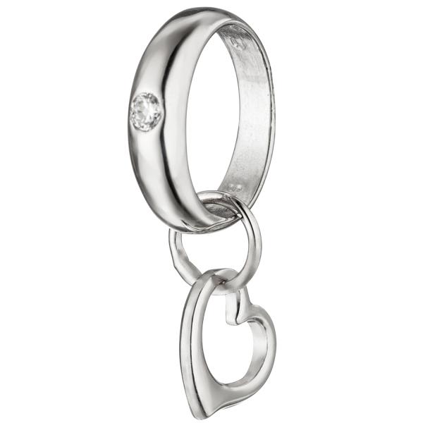 Kinder Taufring mit Herz 925 Sterling Silber 1 Zirkonia Taufanhänger