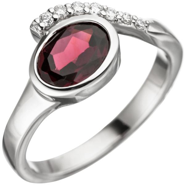 Damen Ring 925 Sterling Silber 1 Granat rot mit Zirkonia Silberring Granatring