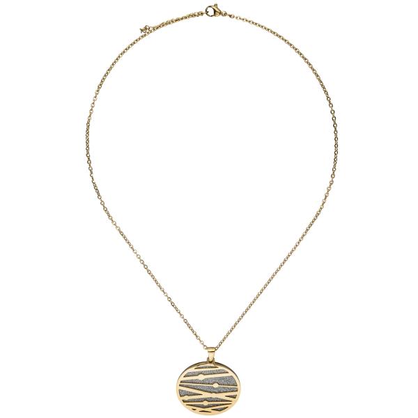 Collier Kette mit Anhänger Edelstahl gold farben beschichtet 47 cm