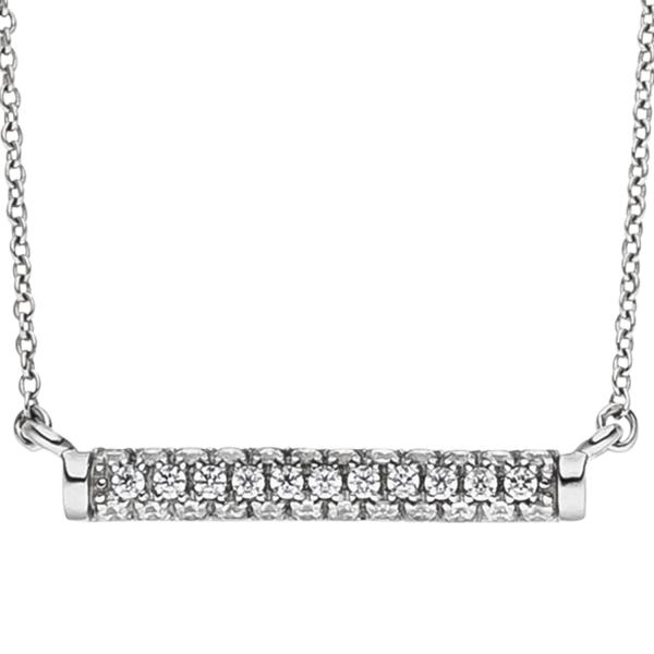 Collier Halskette 925 Sterling Silber mit 35 Zirkonia 45 cm Kette Silberkette