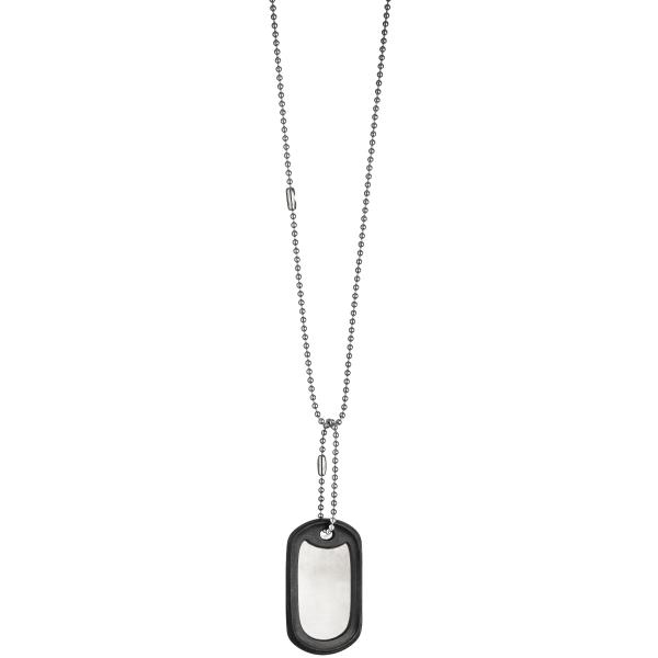 Collier Kette mit Anhänger Dog Tag aus Edelstahl mit Silikon 50 cm Gravurplatte