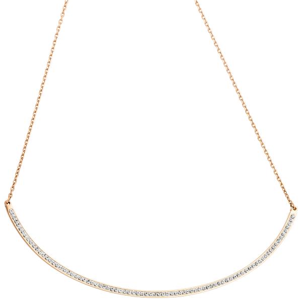 Collier Kette mit Anhänger Edelstahl rotgold farben mit Kristallen 50 cm