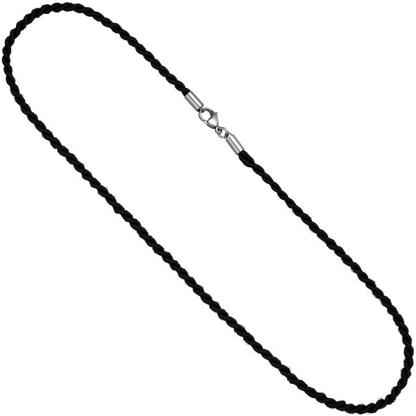 Halskette Kette Nylonkordel schwarz 70 cm Karabiner aus Edelstahl