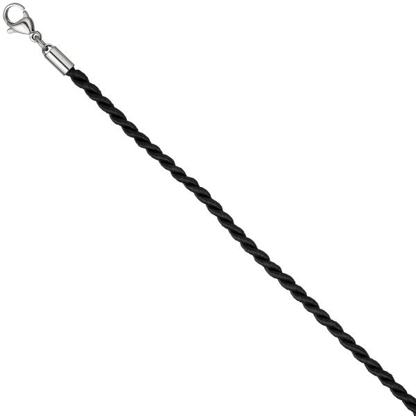 Halskette Kette Nylonkordel schwarz 70 cm Karabiner aus Edelstahl