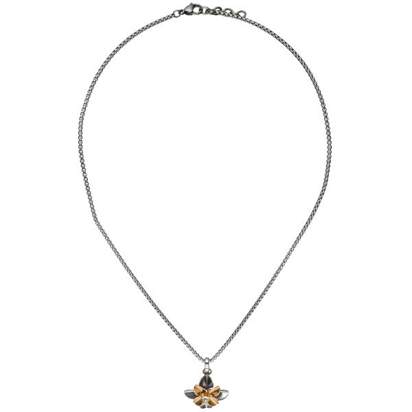 Collier Kette mit Anhänger Blume Edelstahl rotgold farben beschichtet matt 48 cm